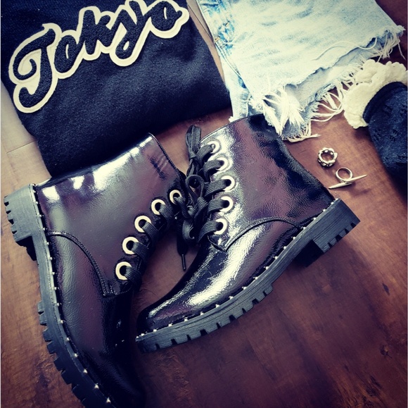 🚨LAST PAIR//The Harper// black combat boots - Picture 6 of 6